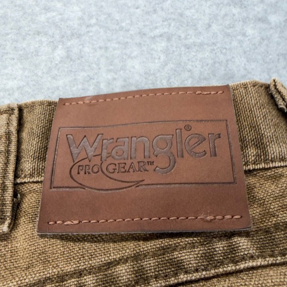 Wrangler Pro Gear Carhartt Style Work Pants Brown Yellow Overlay Size 34x34 - Picture 7 of 9